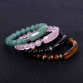 

5 Colors Natural Gemstone Round Beads Healing Crystals Reiki Chakra Balancing Stretch Bracelets Kit Fashion Jewelry