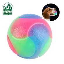 ПЭТ резиновая игрушка для собаки, мяч безопасности мерцания красочные шарики сопротивление к укусам чистые зубы молярные игрушки для домашних животных 1 2 3 шт набор тренировочный мяч
