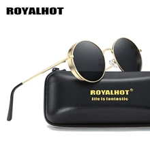 RoyalHot, мужские, Wo, поляризационные, сплав, круглая оправа, стимпанк, солнцезащитные очки, для вождения, солнцезащитные очки, оттенки, Oculos masculino, мужские, 900118