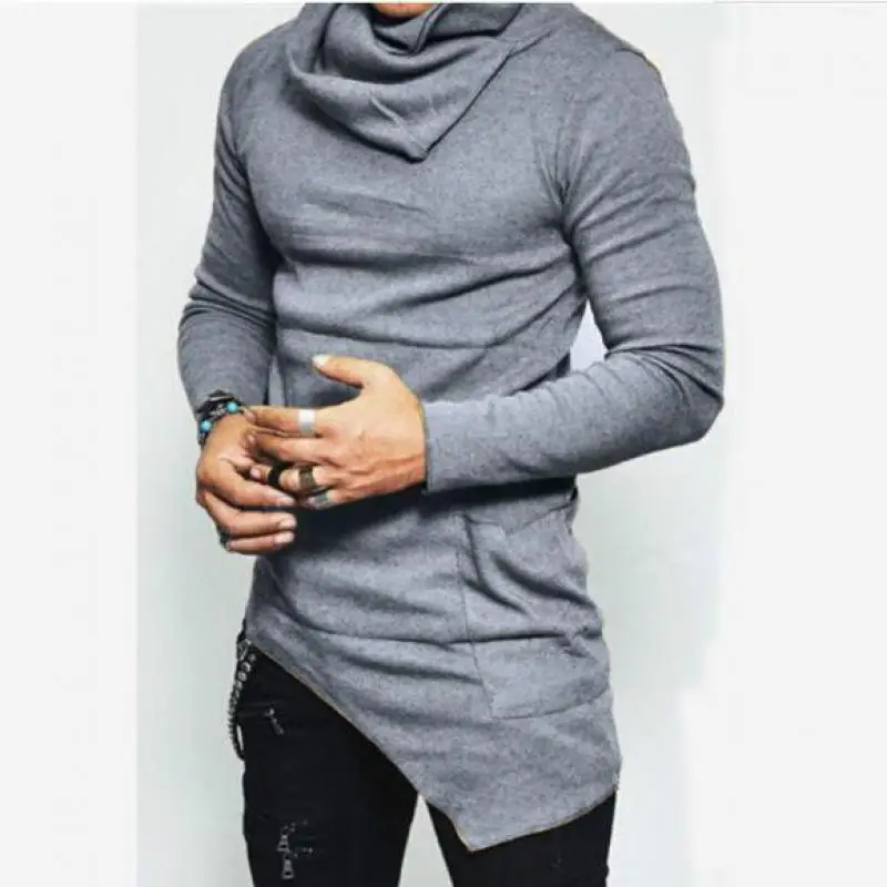 2019 Men's High-necked Sweaters Irregular Design Top Male Sweater Solid Color Mens Casual Sweater Pullover Sweaters For Mens 2019 Men's High-necked Sweaters Irregular Design Top Male Sweater Solid Color Mens Casual Sweater Pullover Sweaters For Mens