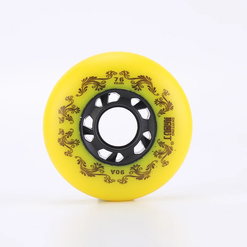 8pcs White/Yellow Inline Roller Skates Wheels 90A Freestyle Durable Tire 72mm 76mm 80mm Roller Skate Seba Replace Blading Wheel 4