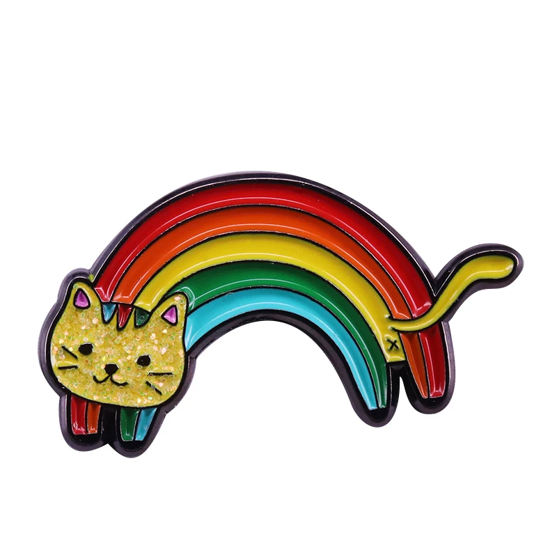 

Rainbow cat badge cute glitter pins gay lesbian pride LGBT jewelry creative lapel flair addition