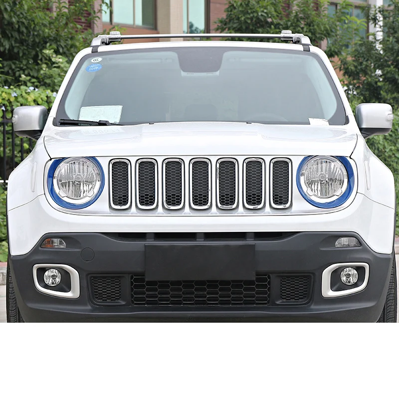 Lsrtw2017, АБС-пластик, Автомобильный фар круг планки Авто Стайлинг для Jeep Renegade хромированная наклейка - Название цвета: blue 2