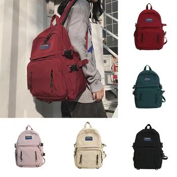 

Unisex Teen School Bags Pure Color Teenage Zipper Backpack Female Middle High School Students Bookbags Soft Campus Schoolbag