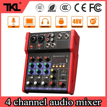 

TKL Mini Bluetooth Audio Mixer 4 Channel DJ Mixer Sound Console MP3 usb Jack 48V Phantom Power
