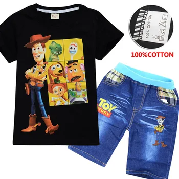 

Summer 4-12 Years New Kids T-shirt Boys Toy Story 4 Pullovers Cotton Girls Tops+ Jeans Fashion Children Kids Baby Sweatshirt Set