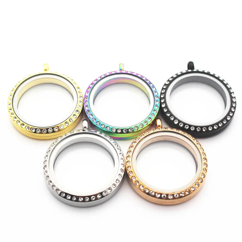 5pcs-lot-30mm-Rainbow-Stainless-Steel-Twist-Living-Glass-Memory-Floating-Locket-Pendant-Rhinestone-Locket-Necklace (2)