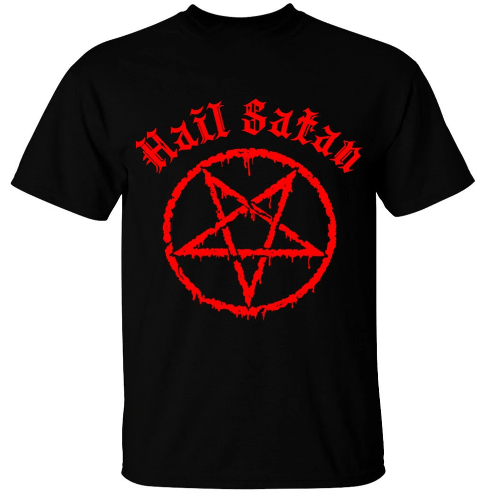 Футболка с надписью Hail satan мужская футболка пентаграммой в стиле рок гот Unholy Satanic