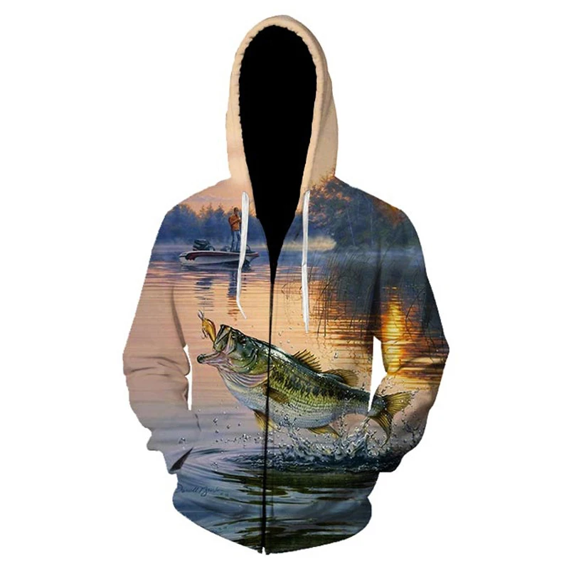 New Fashion Sweatshirt Men / Women 3d Hoodies Print animal fish grass carp pattern Slim Unisex Slim Stylish Zipper Hoodies - Цвет: picture color