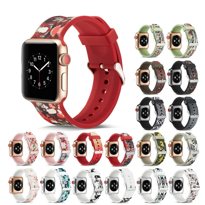 

Colorful Soft Silicone Band for Apple Watch 38MM 42MM 40MM 44MM Rubber Wrist Bracelet Watch Strap for iWatch 5 3 2 4 1
