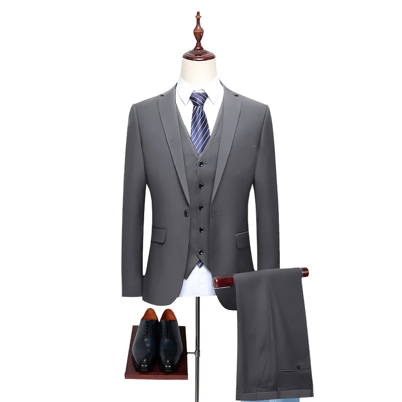 

4Color Men Suit Autumn New 2019 3Piece Business Suits Mens Plus Size Slim Fit Formal Wear Men Wedding Groom Suits Dress 5XL-S