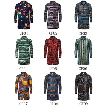 

Long Shirt for Men Plus size Medium Long Style Casual Linen Shirt Men's Casual Floral Blouse Men New