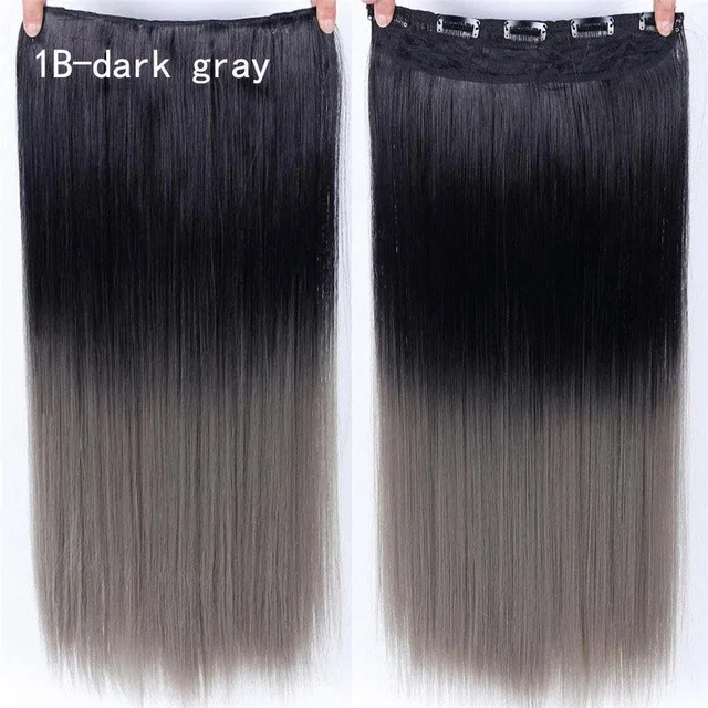 Buqi невидимые рыбий провод длинные прямые высокотемпературные волокна синтетические волосы для наращивания темно-коричневый красный для взрослых женщин - Цвет: 1BI1H