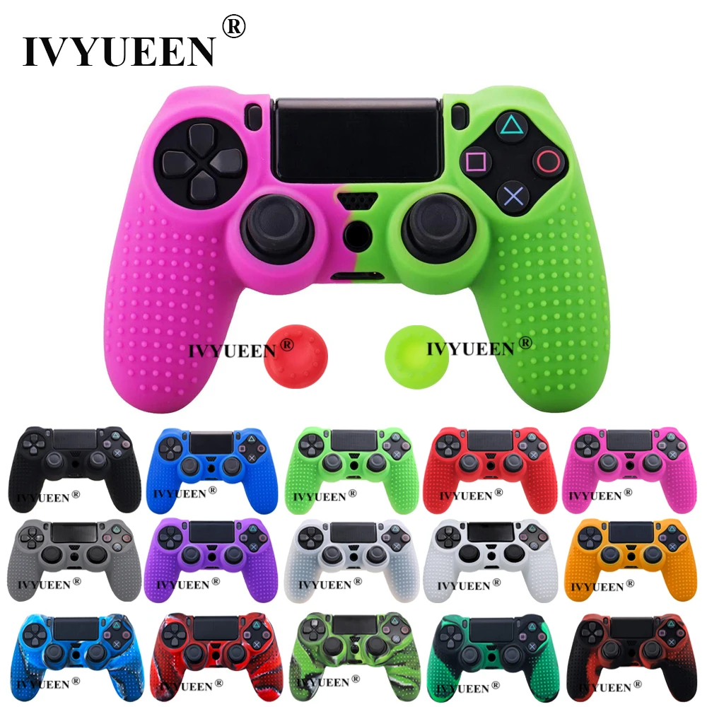 IVYUEEN-funda de silicona con tachuelas para Sony PlayStation 4, PS4 Pro, mando fino, 2 tapas de palancas de pulgar