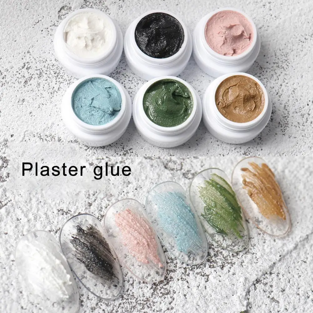 Gypsum Gel Nail Plaster Glue White Black 3D Sand Texture Soak Off Nail