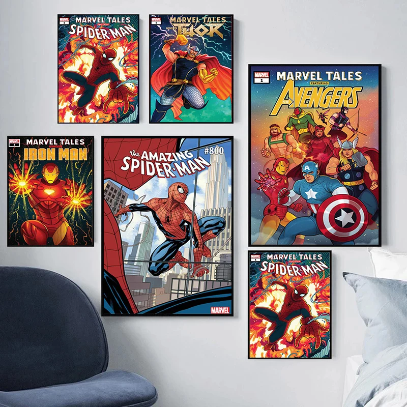 Картина на холсте из комиксов Marvel супергерои Мстители постеры Капитан Америка