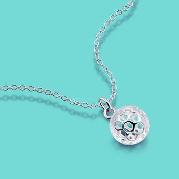 

New arrival women's original 925 silver necklace minimalist simplicity Pattern Ball Pendant Necklace Solid Silver Clavicle Chain