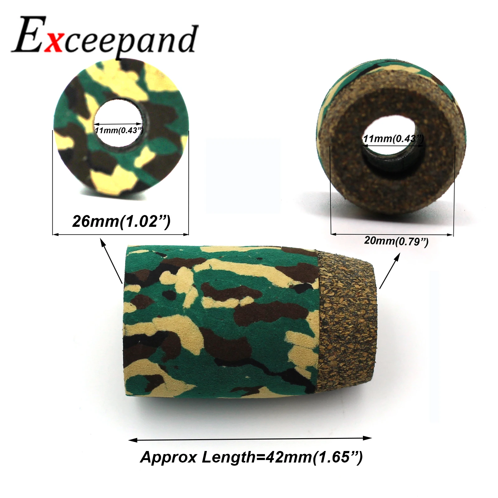 3 PCs/lot Exceepand Spinning Fishing Rod Handle Grip Rod Butt Section CAMO  Handle Outdoor Fishing Replacement or Repair Parts