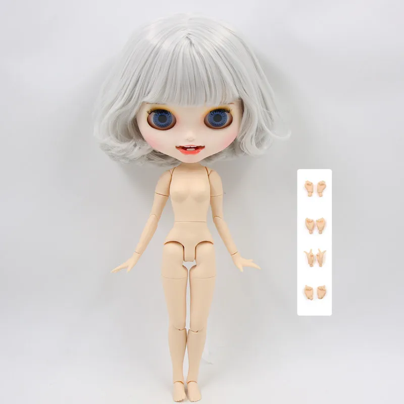 like the picture Кукла Blyth, Обнаженная, резные губы, открытый рот, матовая, на заказ, для лица, серые волосы, 1/6, для тела, ледяной bjd, сделай сам, игрушка, подарок для девочки - Цвет: like the picture