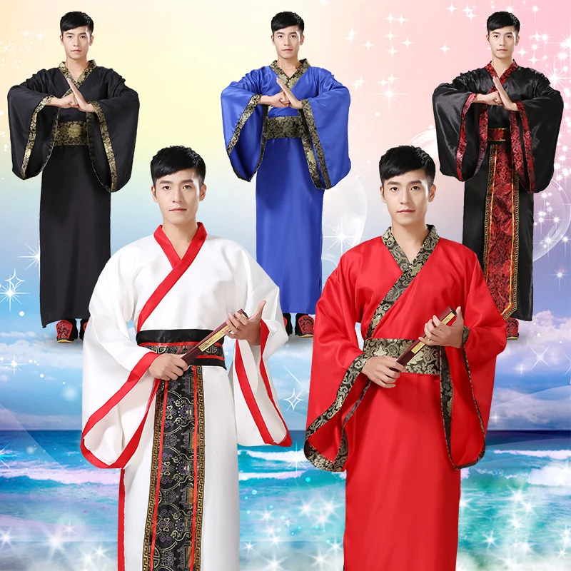 

New Chinese Classical Men Clothing Cosplay Hanfu For Man Chinese Ancient Stage Costumes Folk Dance Performance Outfit DQL1709