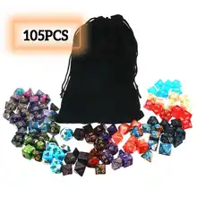 Conjunto poliédrico de dados 105 peças, jogo de papel dnd rpg mtg jogo de mesa + conjunto de cores mistas