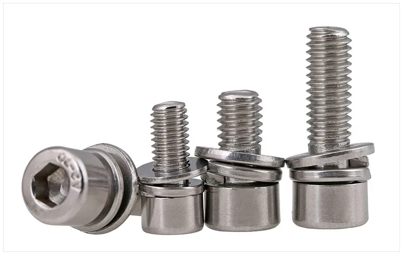 

DIN912 304 stainless steel screw hex socket smooth cup head cylindrical head three combination M2.5 M3 M4 M5 M6 screw washer