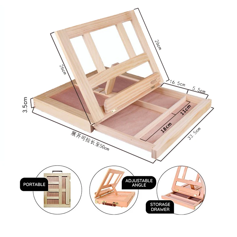 Деревянные настольные мольберты для рисования художника дети ящик портативный Настольный Ноутбук Аксессуары Чемодан краски аппаратные принадлежности художественные принадлежности