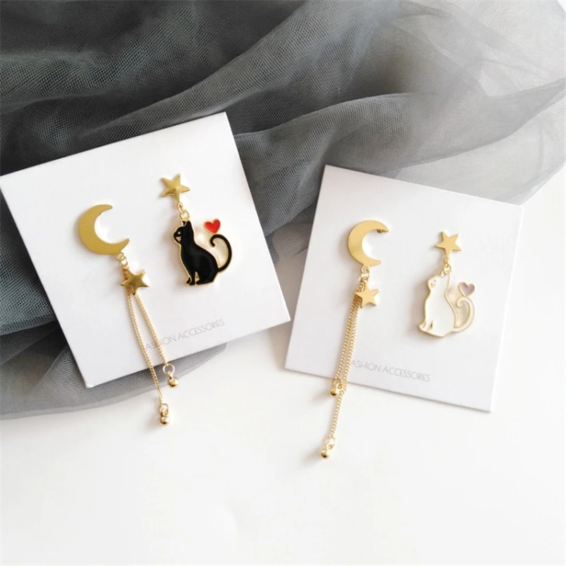 Kawaii Starry Cat Moon Earrings - Limited Edition