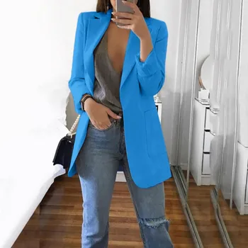 

Women Autumn Winter Jacket Coat Slim Warm Long Sleeve Office Coat Cardigans Suit Long Jacket Coat Outerwear #111