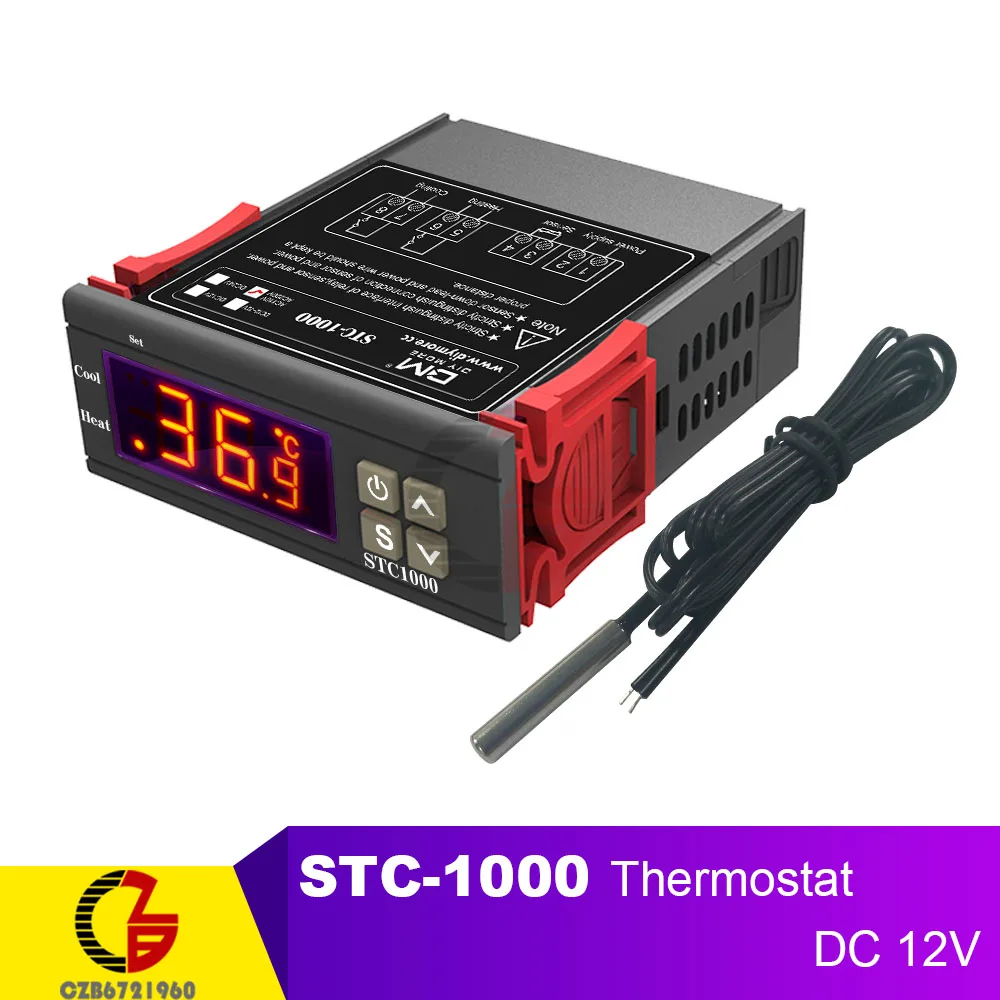 STC-1000 DC 12V 110 В 220 в 12 В светодиодный цифровой регулятор температуры и влажности комнатный пивоваренный инкубатор термостат гигрометр - Цвет: STC-1000 DC 12V