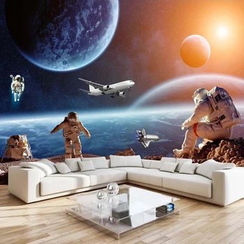 

Custom Photo Poster Wall Painting Starry Sky Universe Astronaut Planet Mural Wallpaper For Kids Room Living Room Bedroom Decor