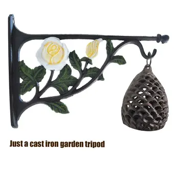 

Vintage Wall Bracket Flower Basket Rose Carved Indoor Outdoor Patio Wind Chimes Bonsai Pot Lantern Cast Iron Hanging Plant Hook