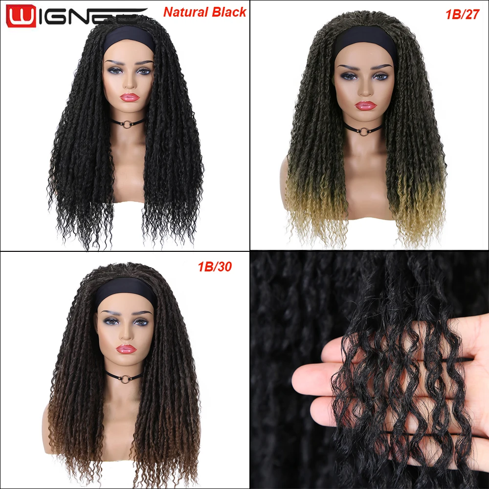 Synthetic Hair Wigs Wignee Dreadlocks Braided Wigs Curly Headband Wig Synthetic Cheap Long Wigs for Black Women Twist Hair Natural Black/Ombre Wig