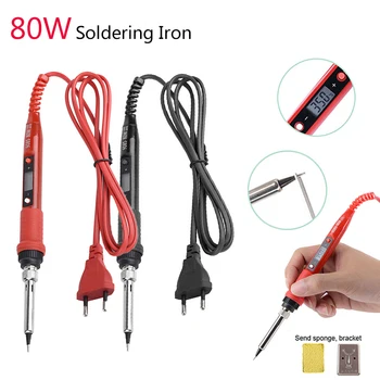 

3 in 1 80W Electric Soldering Iron Adjustable Temperature DIY Carved Tools Hot Pencil EU Plug LCD Display Welding Repair Tools