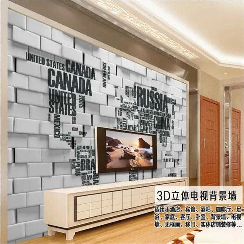 Современная Настенная бумага 3D черная и белая карта мира s для гостиной спальни