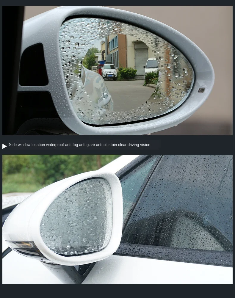 

2Pcs Car Rearview Mirror Rain Film Side Window Film Reversing Mirror Full Screen Anti-Fog Nano Waterproof Film