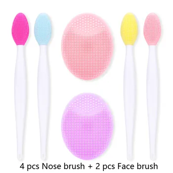 

6pcs Silicone Face Cleansing Brush Washable Washing Pad Facial Exfoliating Blackhead Cleansing Brush Soft Deep Cleaning Brush