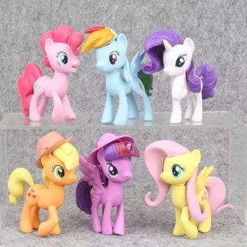 

6PCS My Little Pony Figure Toys Rainbow Dash Pony Birhtday 9cm PVC Action Figures Collectible Model Kids Toys for Children Gifts