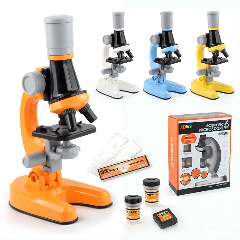 Science Kit for Students with LED 100X 400X 1200X Little World Kids Beginner Microscope Kits Birthday Toys