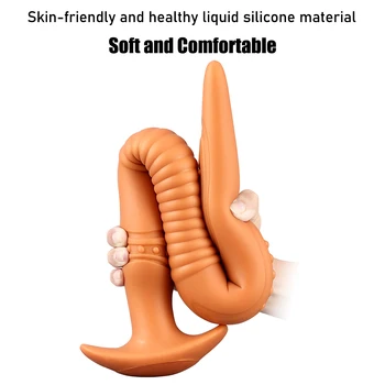 Liquid Silicone Super Long Anal Plug Dildos Stimulate Anus and Vagina Soft Anal Dilator Butt Plug Sex Toys for Women and Men 3