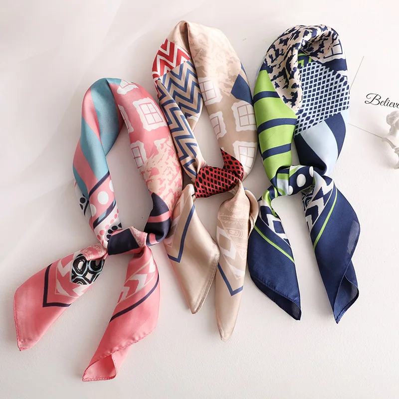 

KOI LEAPING new summer decoration woman fashion scarves Painted pattern printing small square scarf soft headscarf hot gift