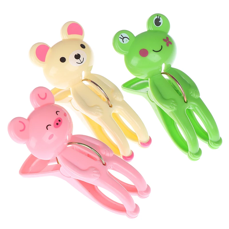 

2Pcs Creative Clothes Pegs Cute Frog Bear Laundry Hanging Clothes Pins Beach Towel Clips Quilt Clamp Household Clothespins