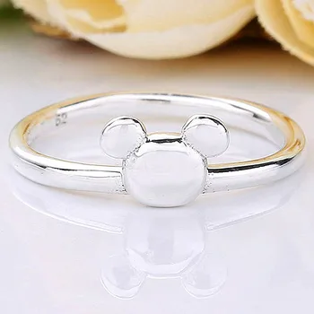 

Original Mickey Silhouette Ring Set For Women 925 Sterling Silver Ring Wedding Party Gift Fine Jewelry