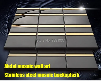 

Nordic style Gold metal mosaic tile backsplash Metal Art Wall Sticker 3D stainless steel Mosaic Tile for TV background wall tile