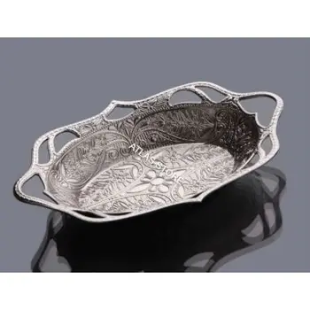 

Silver color 1pc palm sugar food persimmon Turkish delight serving bowl with heart pattern Kitchen Supplies