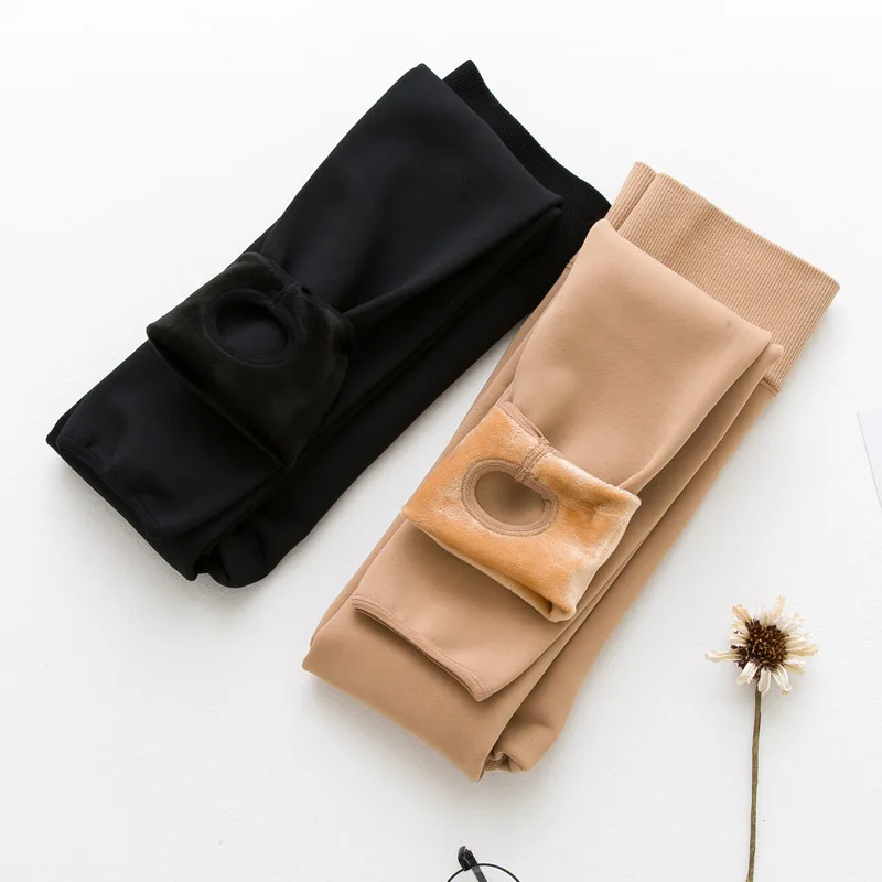 

2019Warm Women's Plus Velvet Winter Leggings Ankle-Length Keep Warm Solid Pants Elastic High Waist Women Leggings