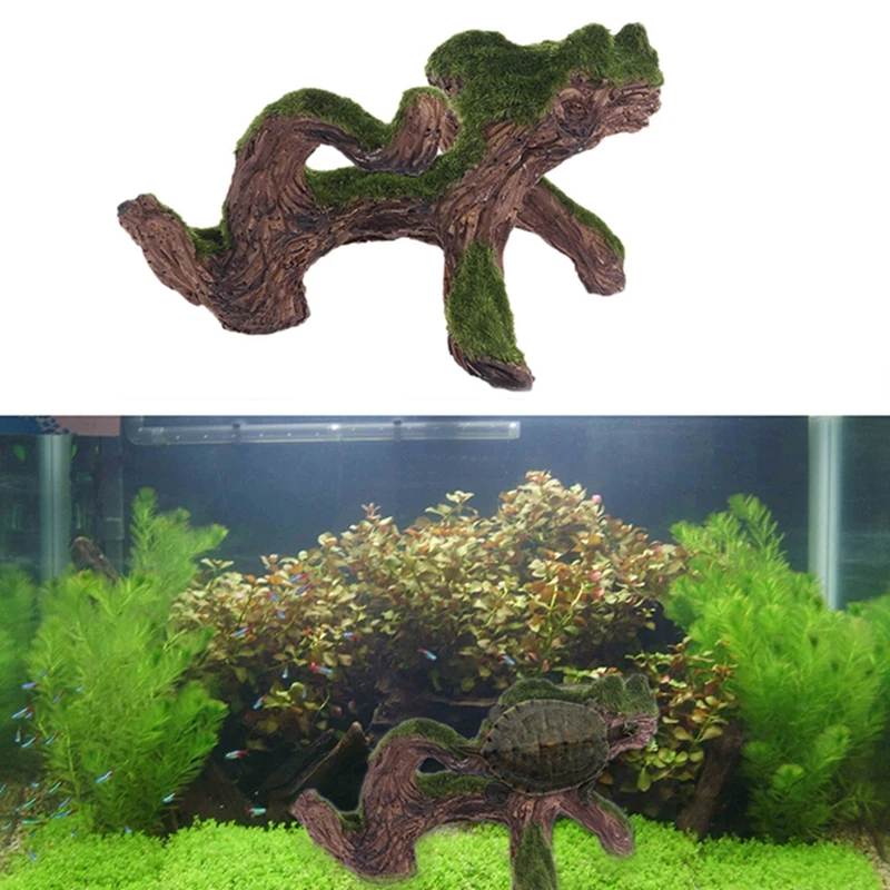 Аквариум Rockery Cave Driftwood дерево с Мохом Украшение Новый 85WC|Декорации| |