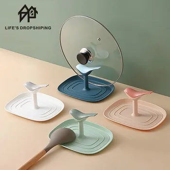 

The bird modelling Kitchen Shelf Spatula Pot Lid Holder Rack Cover Lid Strainer Pad Rest Stand Racks & Holders Kitchen Tools