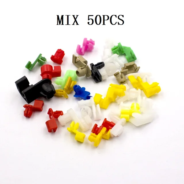 50 Pcs Mix Car Fixed Screw Square Round head Nut Screw Fixed Grommet Clip Plastic Snap In Fastener A8 Mix 50PCS
