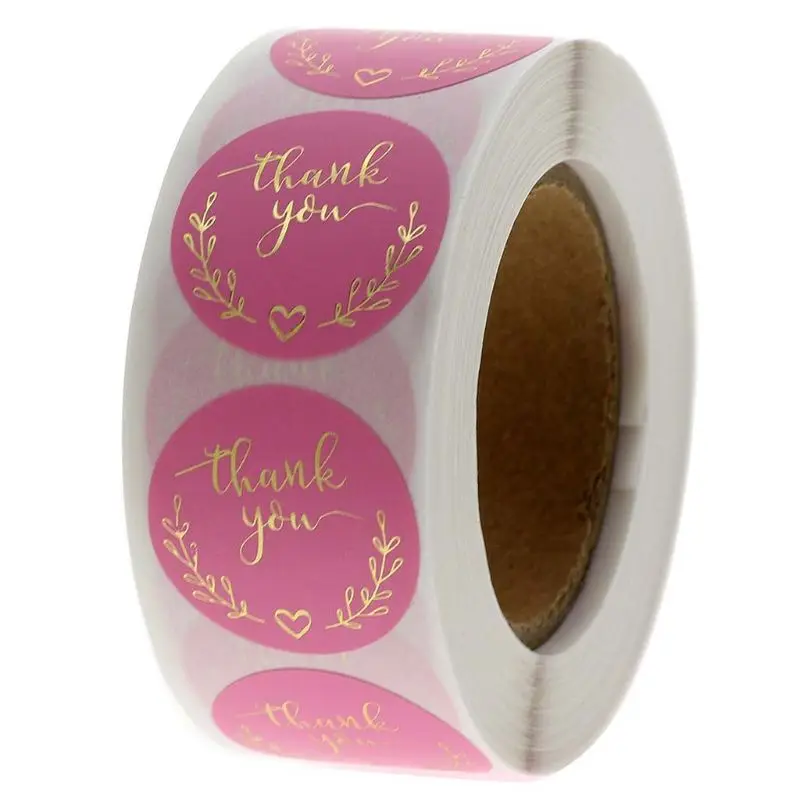 

500pcs/Roll Wreath Thank You Stickers Gold Foil Seal Labels Wedding Party Stationery